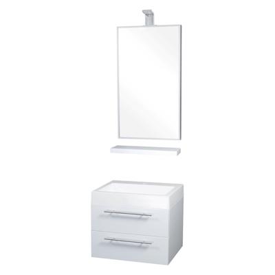 Differnz Force badkamermeubel 58cm 1 kraangat wit met spiegel en planchet Differnz Force badkamermeubel 58cm 1 kraangat wit met spiegel en planchet