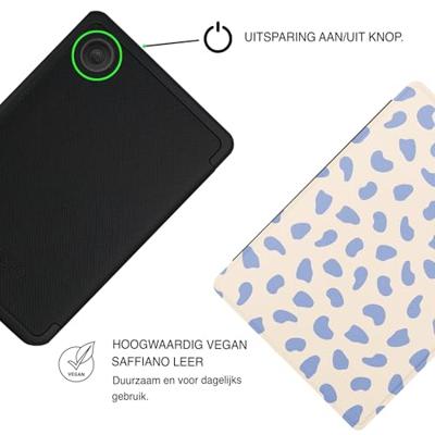 Lunso Kobo Clara BW / Clara Colour hoesje (6 inch) - Vegan Saffiano Leren Sleep Cover - Azure Pebble