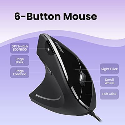 Perixx Perimice-513L Ergonomische muis USB Optisch Zwart 5 Toetsen 2000 dpi Ergonomisch - thumbnail