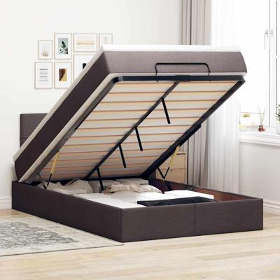 Ottoman bed met matras en LED's 120x200 cm stof donkerbruin