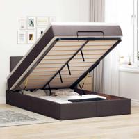 Ottoman bed met matras en LED's 120x200 cm stof donkerbruin - thumbnail