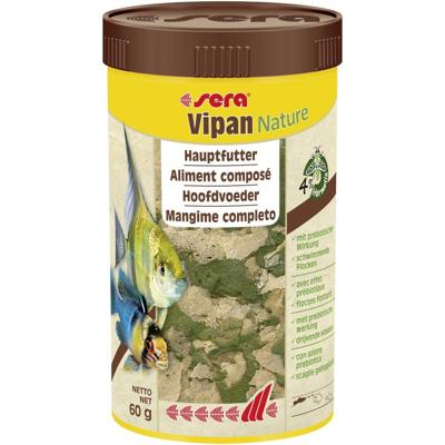 Sera Vipan Nature 250ml - Natuurlijk Vlokvoer met 4% Insectenmeel voor Gezonde Siervissen