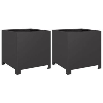 VidaXL Plantenbakken 2 st 40x40x40 cm staal zwart VidaXL Plantenbakken 2 st 40x40x40 cm staal zwart