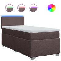 Boxspring met matras stof donkerbruin 140x200 cm - thumbnail