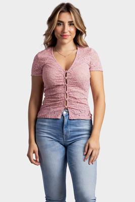 Guess Lace Top Dames Roze - Maat S - Kleur: Roze | Soccerfanshop