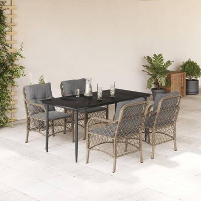 5-delige Tuinset met kussens poly rattan gemengd beige 5-delige Tuinset met kussens poly rattan gemengd beige