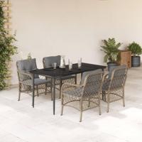 5-delige Tuinset met kussens poly rattan gemengd beige - thumbnail