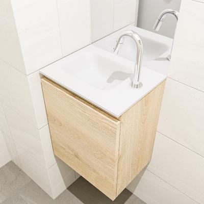 MONDIAZ OLAN 40cm toiletmeubel washed_oak. LEX wastafel talc links 1 kraangat