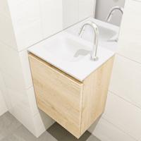 MONDIAZ OLAN 40cm toiletmeubel washed_oak. LEX wastafel talc links 1 kraangat - thumbnail