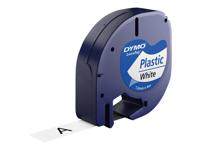Labeltape Dymo LetraTag plastic 12mm zwart op wit - thumbnail