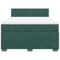 Boxspring met matras fluweel donkergroen 140x190 cm - thumbnail