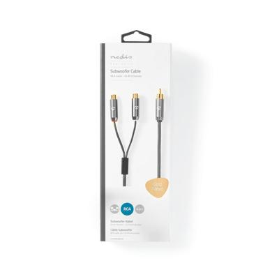Stereo-Audiokabel | RCA Male - 2x RCA Female | Gun Metal Grey | Gevlochten kabel - thumbnail
