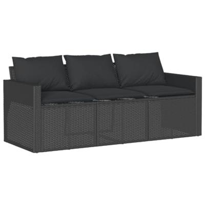 2-delige Tuinset met kussens poly rattan zwart 2-delige Tuinset met kussens poly rattan zwart