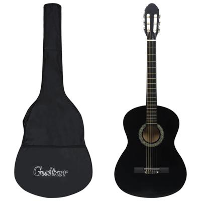 VidaXL Gitaar klassiek beginner met tas 4/4 39" zwart