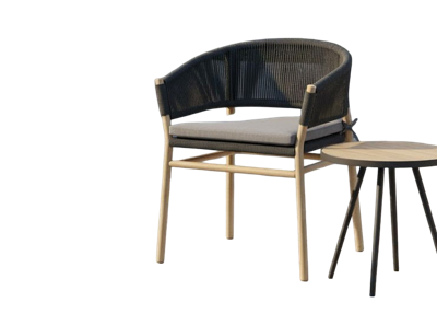 Denver dining chair anthracite alu/rope anthracite/acacia teak look Eurofar - Eurofar