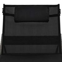 Ligbed met kussen poly rattan bruin - thumbnail