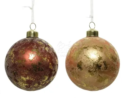 Kerstbal Glas Sugar Finish Ø8cm Assorti 1st