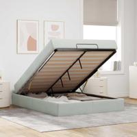 Bedframe met matras met opslag Lichtgrijs 140 x 200 cm Fluweel - thumbnail