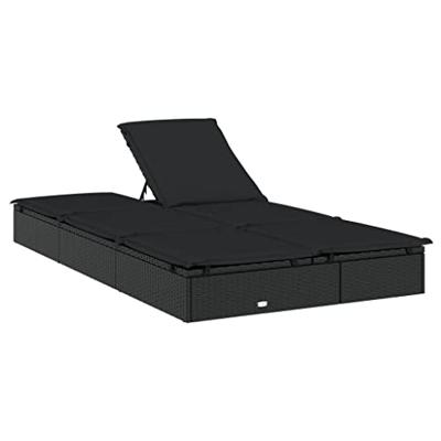 Ligbed met kussens 2-persoons poly rattan zwart Ligbed met kussens 2-persoons poly rattan zwart