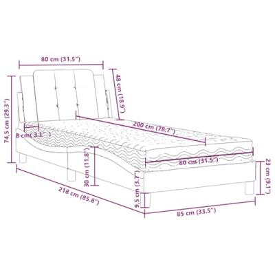 Bed met matras kunstleer grijs 80x200 cm