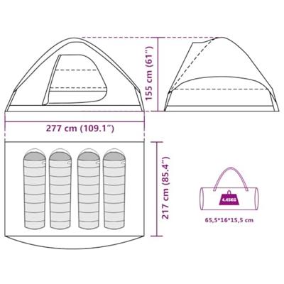 VidaXL Koepeltent 4-persoons waterdicht olijfgroen VidaXL Koepeltent 4-persoons waterdicht olijfgroen