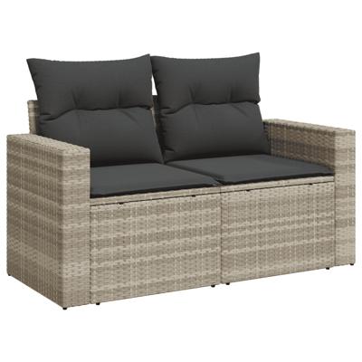 4-delige Loungeset met kussens poly rattan lichtgrijs - thumbnail