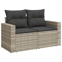 6-delige Loungeset met kussens poly rattan lichtgrijs - thumbnail