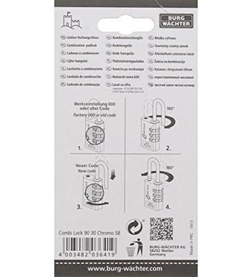 Burg Wächter 3641 Hangslot 30.20 mm Aluminium-zilver (chroom) Cijferslot