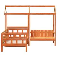 Kinderbedset met huisje massief grenenhout wasbruin 80x200 cm - thumbnail
