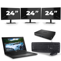 Dell Latitude 3400 - Intel Core i3-8e Generatie - 14 inch - 8GB RAM - 256GB SSD - Windows 11 + 3x 24 inch Monitor - thumbnail