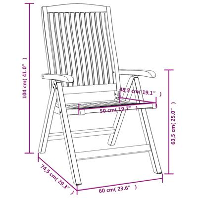 Tuinstoelen 8 st verstelbaar met kussens massief teakhout