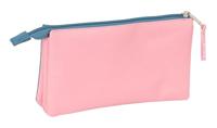 Pennenetui met 3 vakken El Pulpo Blauw Roze 22 x 12 x 3 cm - thumbnail