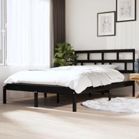 Bedframe massief grenenhout zwart 140x190 cm - thumbnail