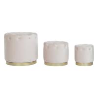 Voetensteun DKD Home Decor Roze Gouden Hout MDF Fluweel 60 x 60 x 54 cm (3 Stuks) - thumbnail