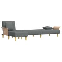 Slaapbank L-vormig 279x140x70 cm stof donkergrijs - thumbnail