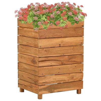 Plantenbak verhoogd 50x40x72 cm gerecycled teakhout en staal