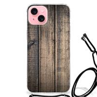 iPhone 15 Plus Stevig Telefoonhoesje Steigerhout - thumbnail