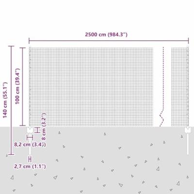 VidaXL Hek met paal groen 1 x 25 m staal