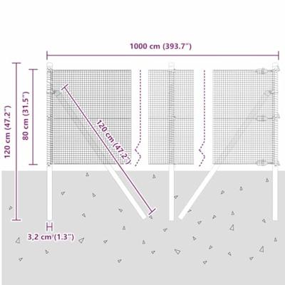 VidaXL Afrasteringspaal grijs 10 x 0,8 m (12 x 12 mm gaas)