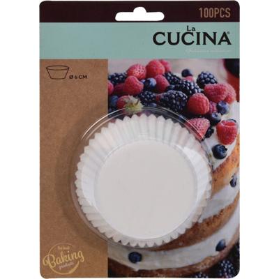 Basic La cucina papieren muffinvormpjes 6 cm 100 stuks wit