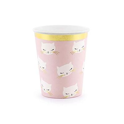 Feestbekers Katten Roze/Goud (6st)