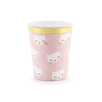 Feestbekers Katten Roze/Goud (6st) - thumbnail