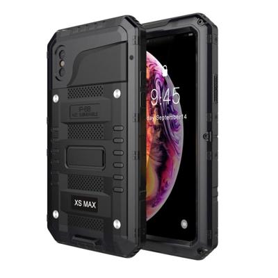Waterdichte stof schokbestendige zink legering + siliconen case voor de iPhone XS Max (zwart)