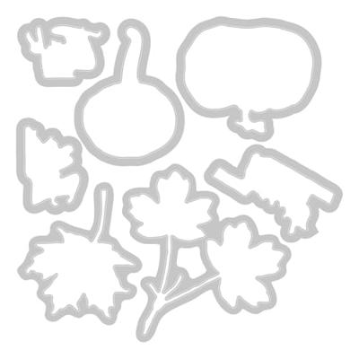 Sizzix • clear stamp set a5 with framelits die pencil line harvest 23pcs