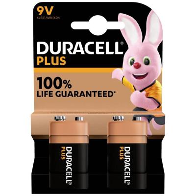 Duracell batterij Plus 100% 9V, blister van 2 stuks