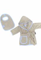 Baby badjas zand met capuchon - badstof katoen-0-12 mnd (80) - thumbnail