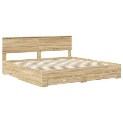 Bedframe met hoofdeinde Sonoma Eiken 200 x 200 cm Bewerkt hout