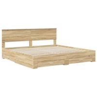 Bedframe met hoofdeinde Sonoma Eiken 200 x 200 cm Bewerkt hout - thumbnail