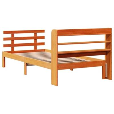 Bedframe met hoofdbord massief grenenhout wasbruin 100x200 cm