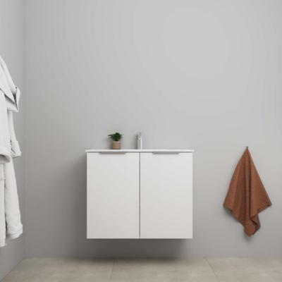 On-Line Onderkast - 80 cm - Voorgemonteerd - 2 Deuren met Greep - Porseleinen Wastafel - 1 Kraangat - Hoogglans Wit